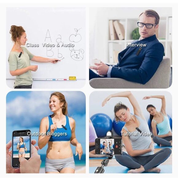 Bluetooth Lavalier Microphone,Wireless Clip-on Lapel for Android and iPhone iOS - Picture 5 of 8
